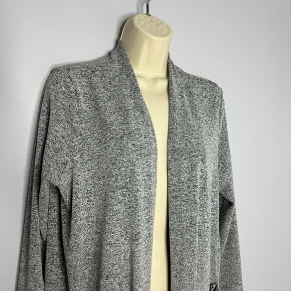 Clara Sun Woo Long Line Open Front Long Cardigan Gray Lightweight M - Picture 3 of 10